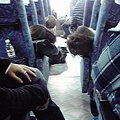 Photos: 愛媛ロケ。移動中。バスの中は豪華出演者達の頭祭り。
